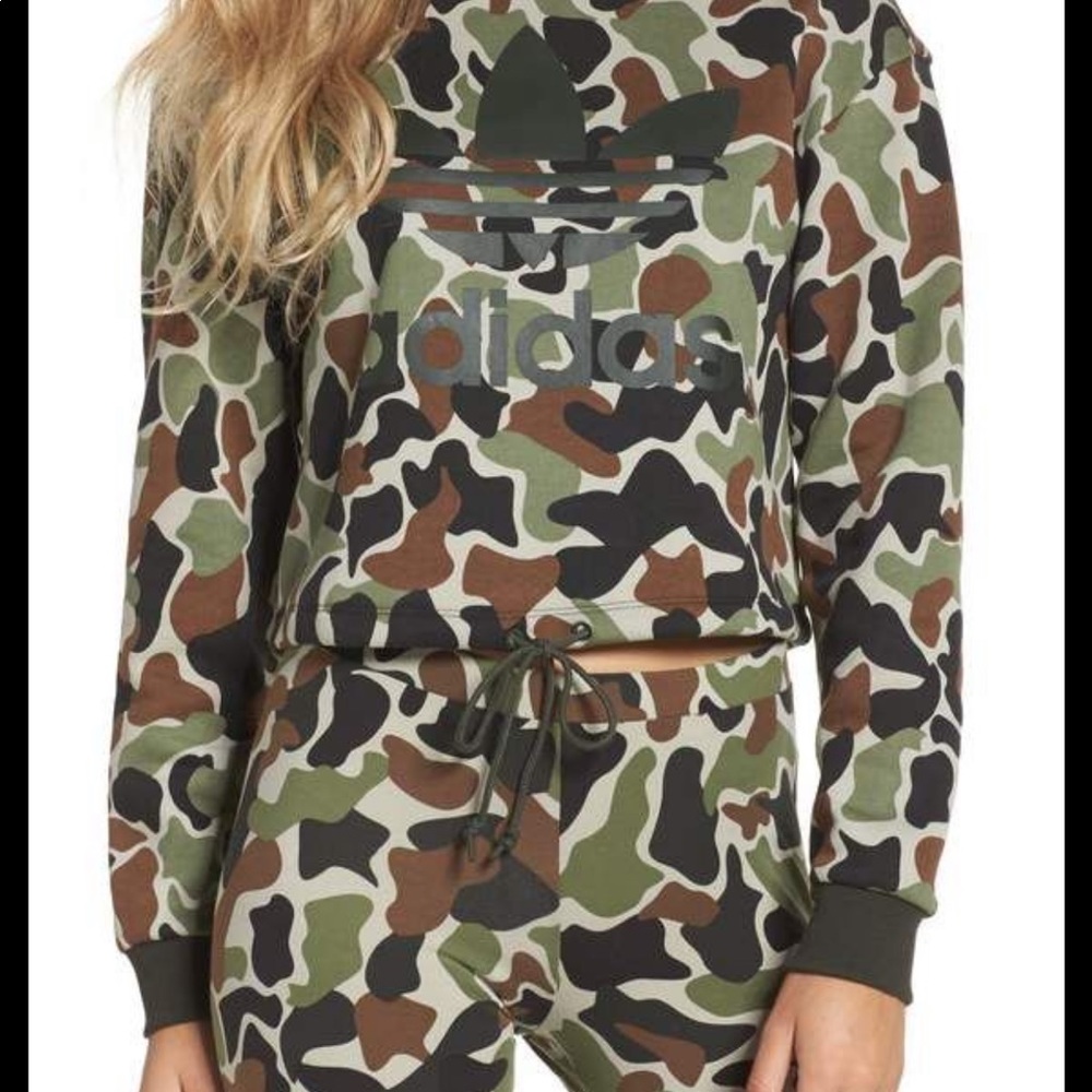 Adidas Camo Cropped Crew Neck
